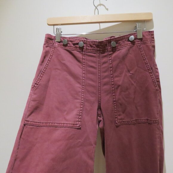 ANTHROPOLOGIE PILCRO The Kit High-Rise Wide-Leg Utility Trouser Pants in Maroon - Picture 8 of 14